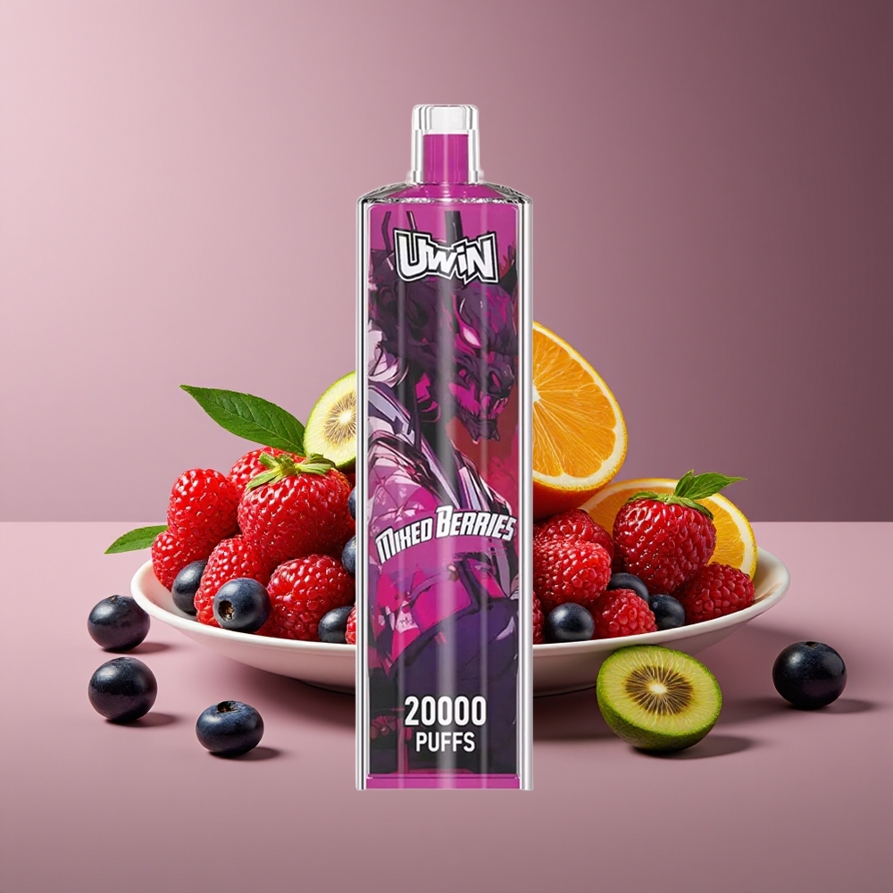 Uwin Shisha Hookah Crystal 20000 Puffs Mixed Berries Rechargeable Mesh Coil Type-C DTL 22ml