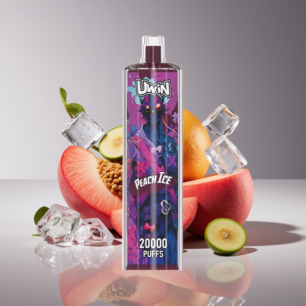 Uwin Shisha Hookah Crystal 20000 Puffs Peach Ice 22ml Mesh Coil Type-C Rechargeable