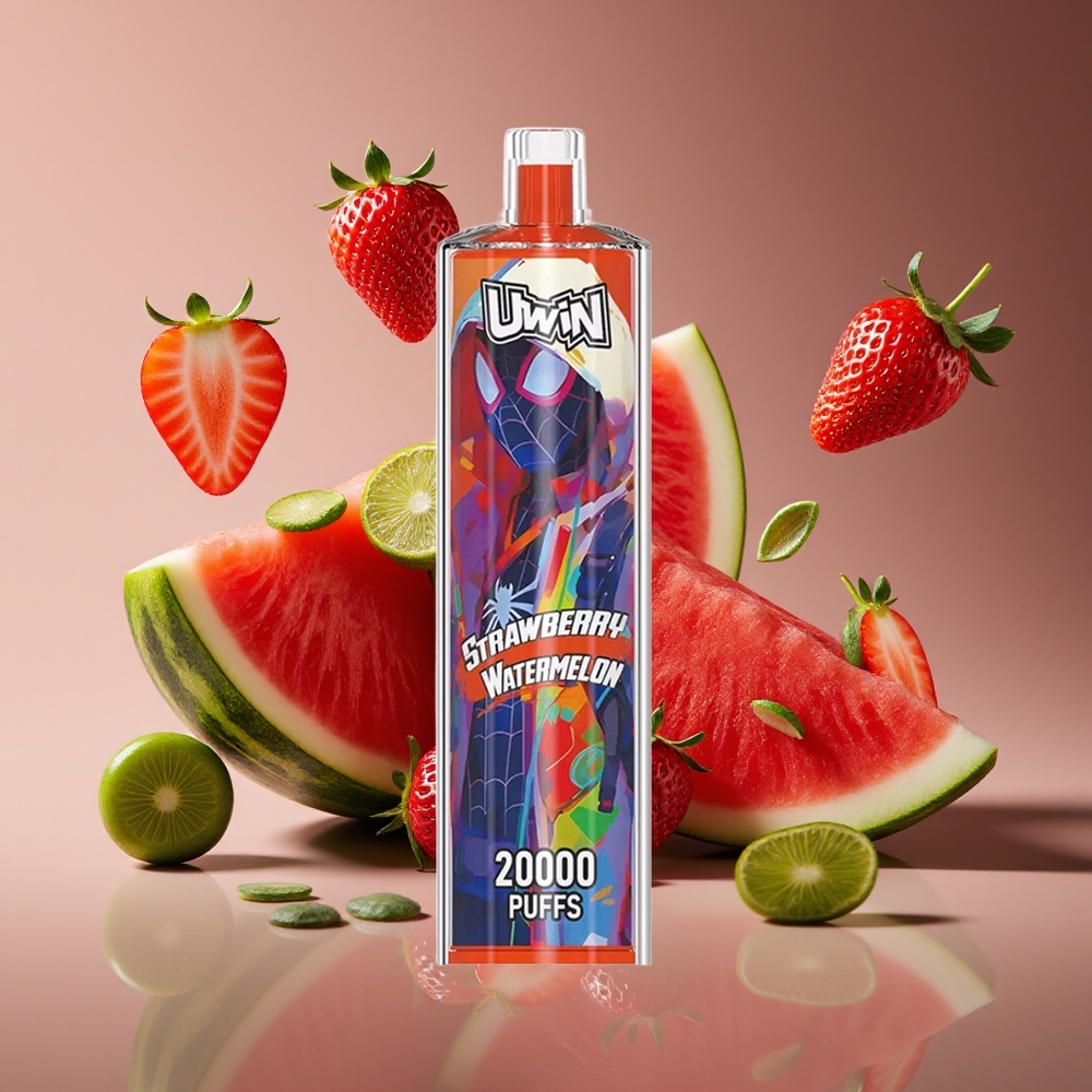 Uwin Shisha Hookah Crystal 20000 Puffs Strawberry Watermelon 22ml Mesh Coil Rechargeable Type-C