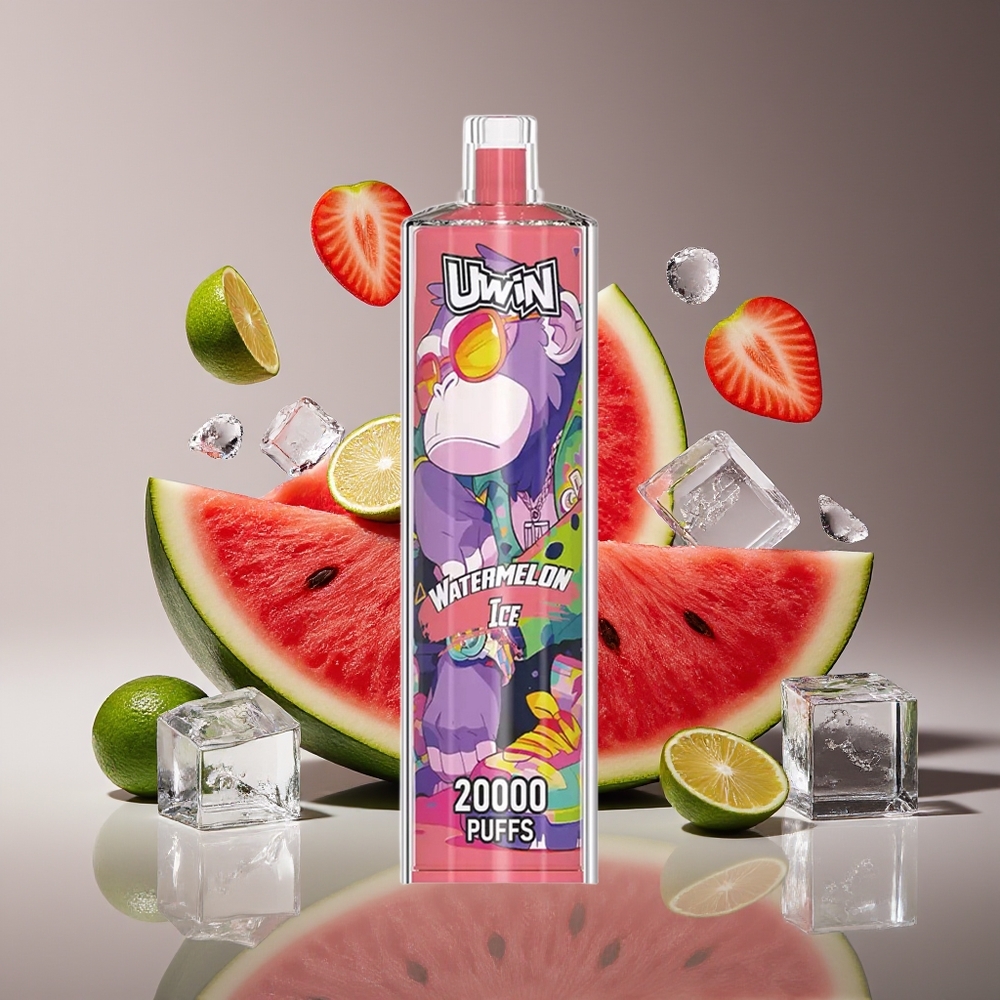 Uwin Shisha Hookah Crystal 20000 Puffs Watermelon Ice 22ml Mesh Coil Rechargeable Type-C