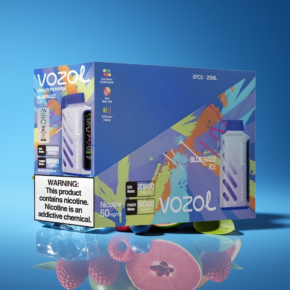 VOZOL Gear Power 20000 Puffs Dual Mesh 20mL Blue Raspberry Ice Disposable Vape