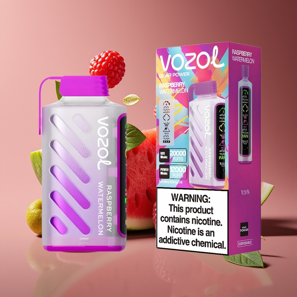 VOZOL Gear Power 20000 Puffs Dual Mesh 20mL Raspberry Watermelon Disposable Vape