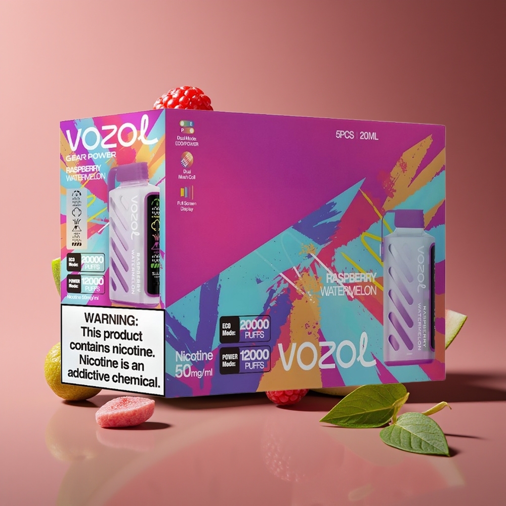 VOZOL Gear Power 20000 Puffs Dual Mesh 20mL Raspberry Watermelon Disposable Vape