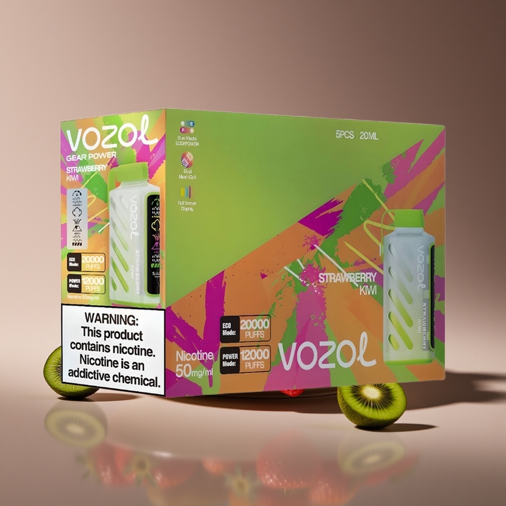 VOZOL Gear Power 20000 Puffs Dual Mesh 20mL Strawberry Kiwi 5 SiLC Tech