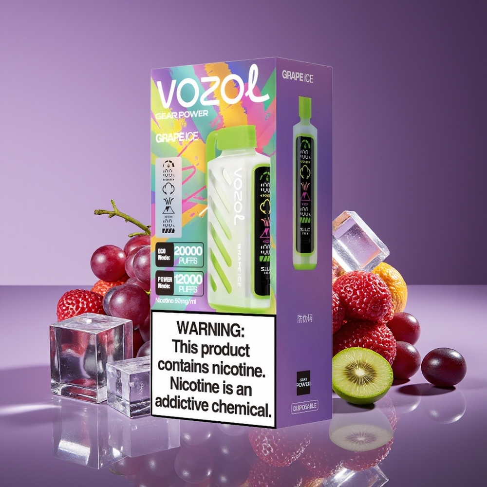 VOZOL Gear Power 20000 Puffs Dual Mesh Full Screen 20mL Grape Ice Disposable Vape