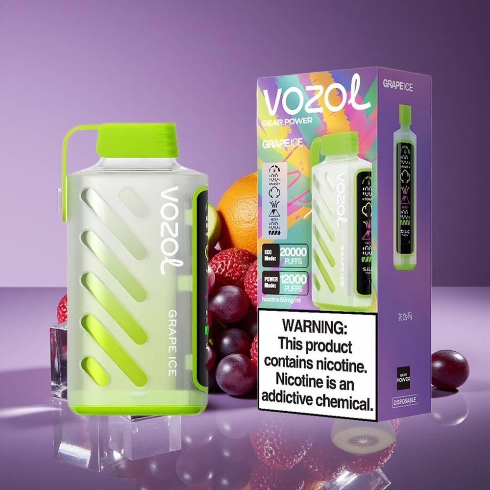 VOZOL Gear Power 20000 Puffs Dual Mesh Full Screen 20mL Grape Ice Disposable Vape