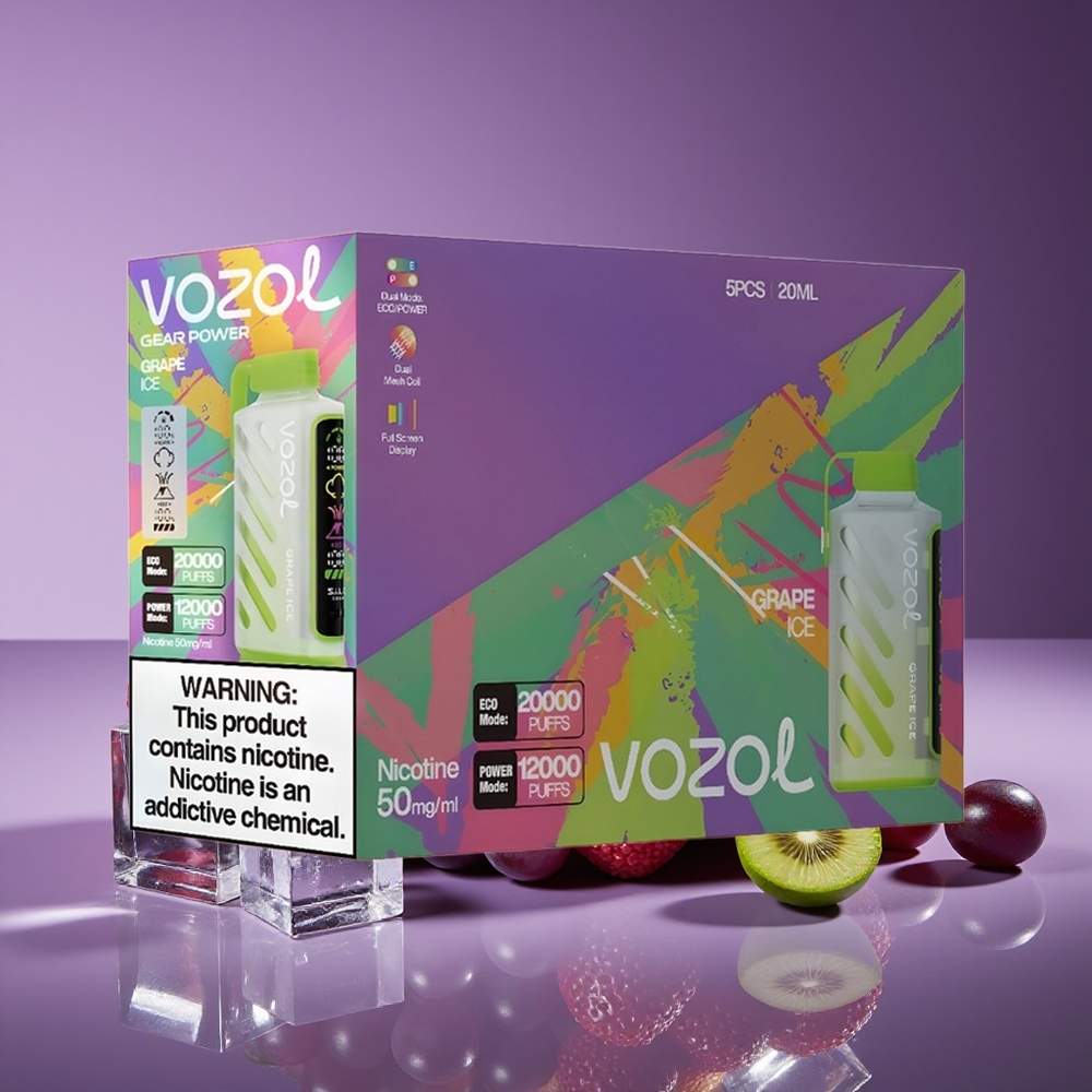 VOZOL Gear Power 20000 Puffs Dual Mesh Full Screen 20mL Grape Ice Disposable Vape