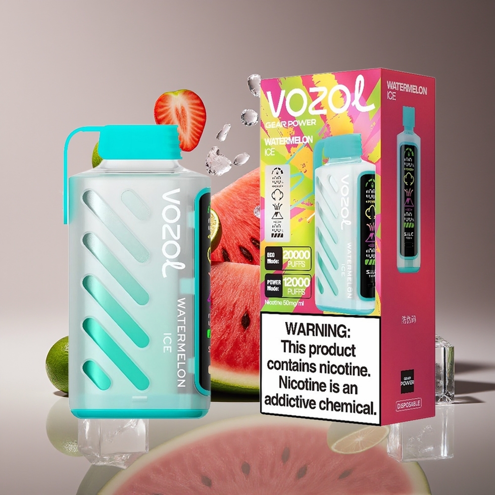 VOZOL Gear Power 20000 Puffs Dual Mesh SiLC Tech 20mL 5 Watermelon Ice Disposable Vape