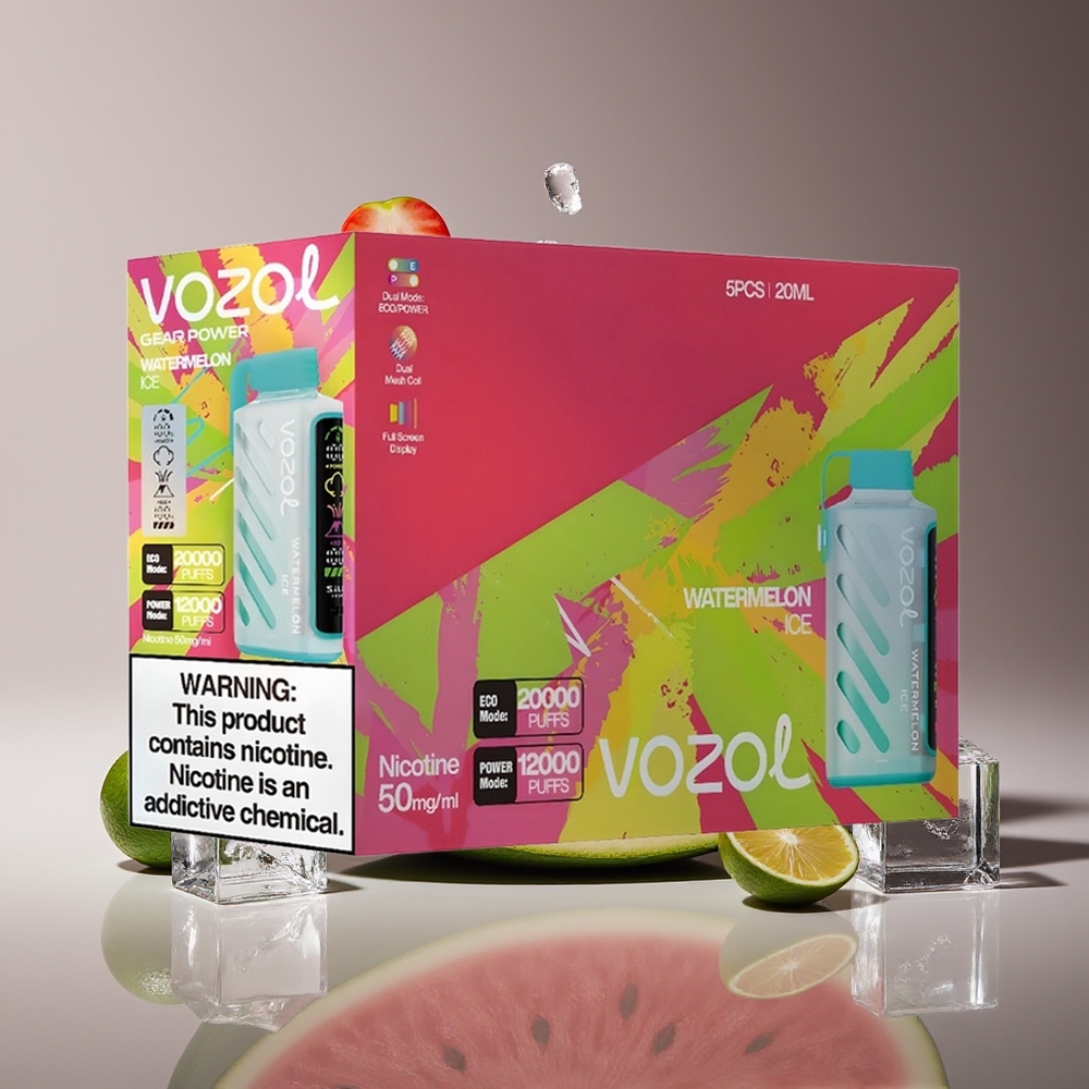 VOZOL Gear Power 20000 Puffs Dual Mesh SiLC Tech 20mL 5 Watermelon Ice Disposable Vape