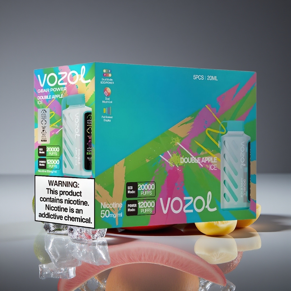 VOZOL Gear Power 20000 Puffs Dual Mesh SiLC Tech 20mL Double Apple Ice Disposable Vape