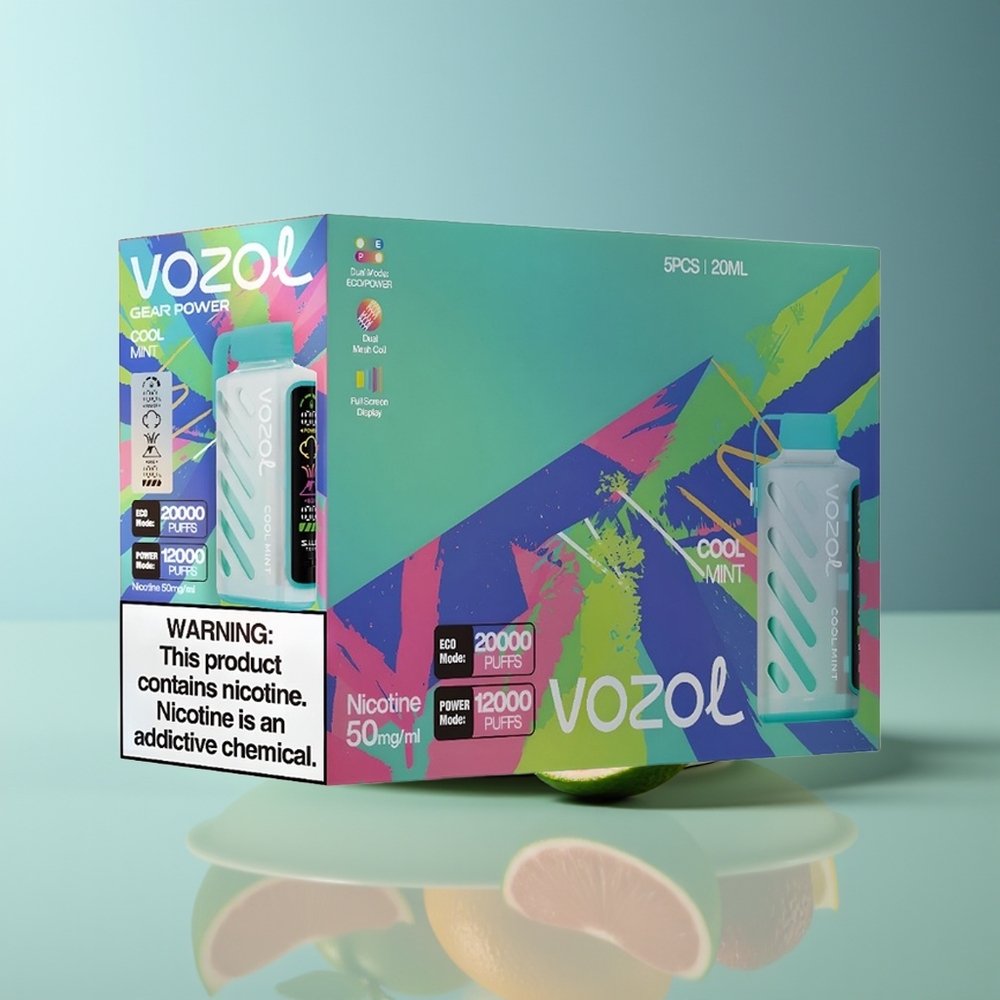 VOZOL Gear Power 20000 Puffs SiLC Tech Dual Mesh 20mL Cool Mint Disposable Vape