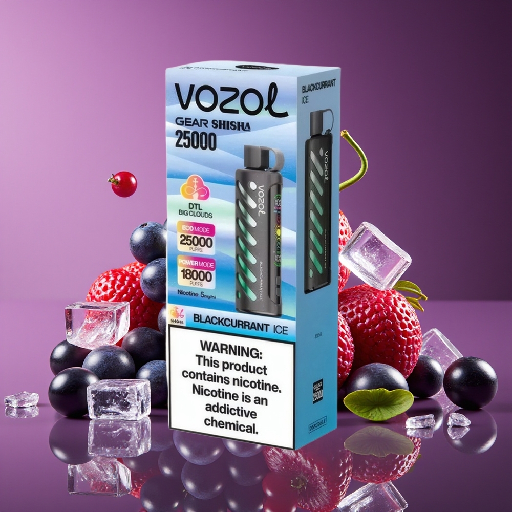 VOZOL Gear Shisha 25000 Puffs Dual Mesh 1000mAh Blackcurrant Ice Disposable Vape