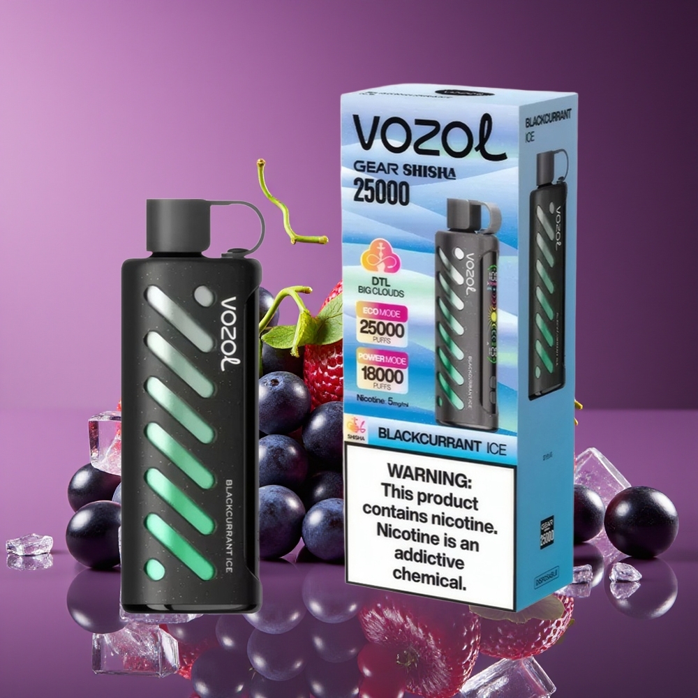 VOZOL Gear Shisha 25000 Puffs Dual Mesh 1000mAh Blackcurrant Ice Disposable Vape