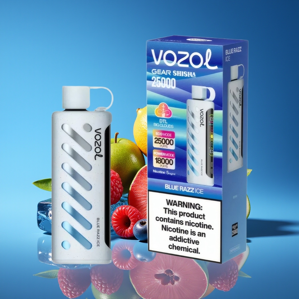 VOZOL Gear Shisha 25000 Puffs Dual Mesh 1000mAh Blue Razz Ice Disposable Vape