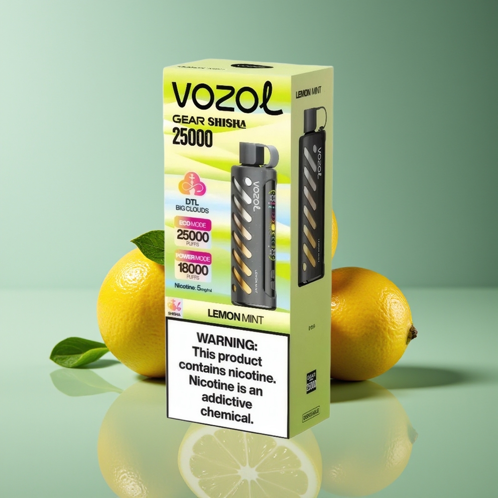 VOZOL Gear Shisha 25000 Puffs Dual Mesh Lemon Mint Disposable Vape 1000mAh 5mg