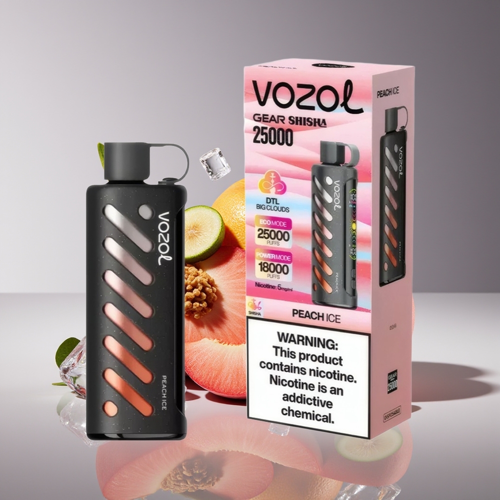 VOZOL Gear Shisha 25000 Puffs Dual Mesh Peach Ice Disposable Vape 5mg 1000mAh