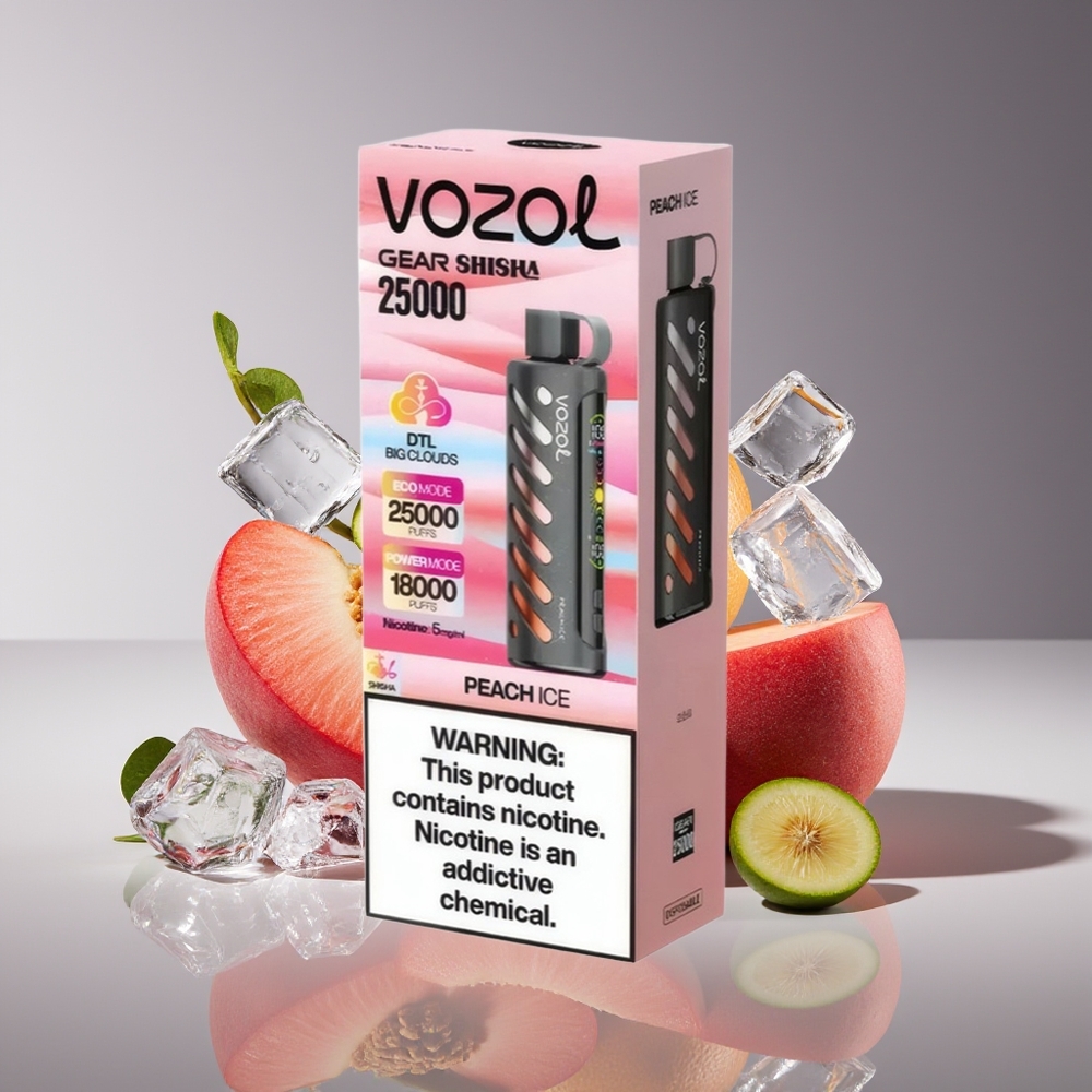 VOZOL Gear Shisha 25000 Puffs Dual Mesh Peach Ice Disposable Vape 5mg 1000mAh