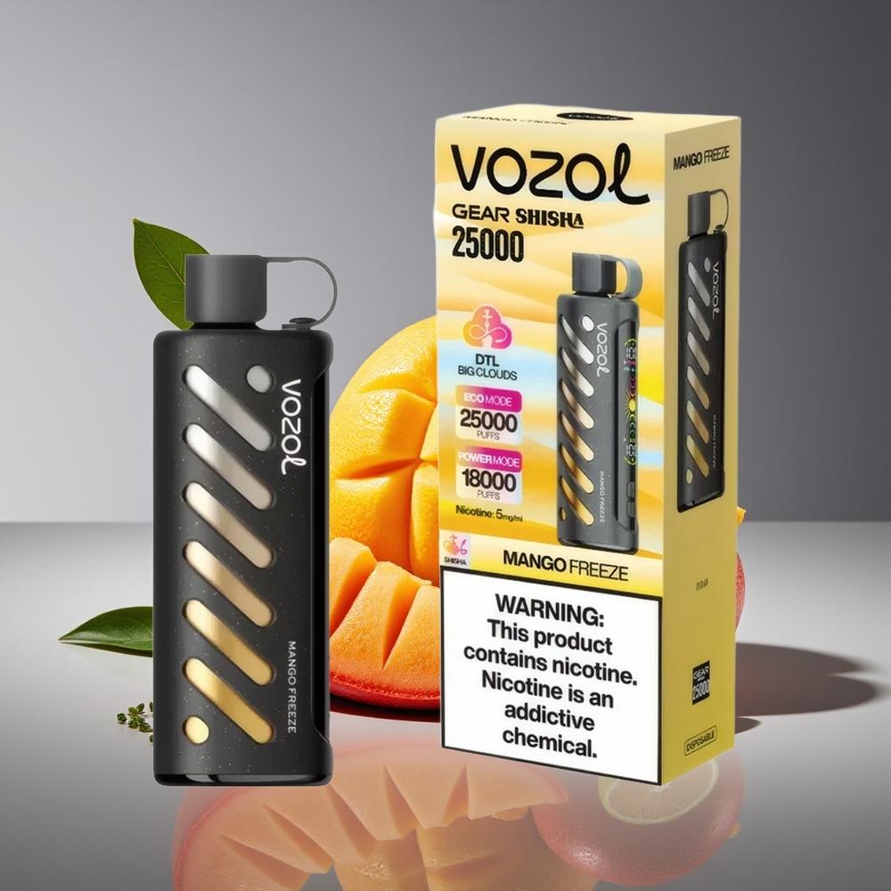 VOZOL Gear Shisha 25000 Puffs Mango Freeze 1000mAh Dual Mesh 5mg Disposable Vape