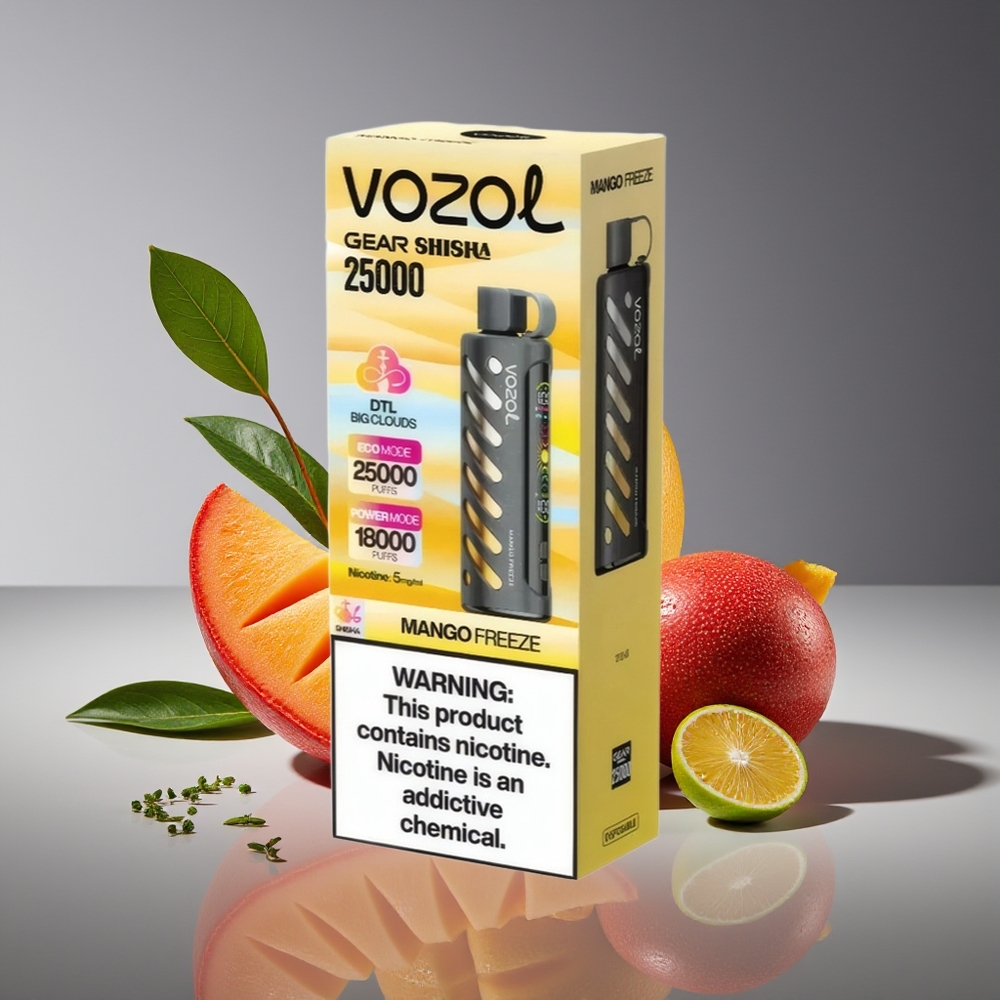 VOZOL Gear Shisha 25000 Puffs Mango Freeze 1000mAh Dual Mesh 5mg Disposable Vape