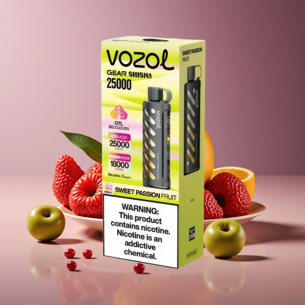 VOZOL Gear Shisha 25000 Puffs Shisha Sweet Passion Fruit Dual Mesh 1000mAh 5mg
