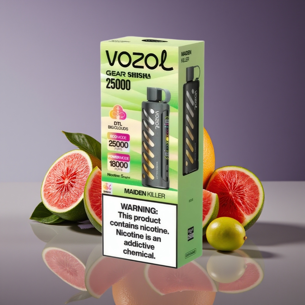 VOZOL Gear Shisha 25000 Puffs SiLC Tech Dual Mesh 5mg 30 Flavors Maiden Killer