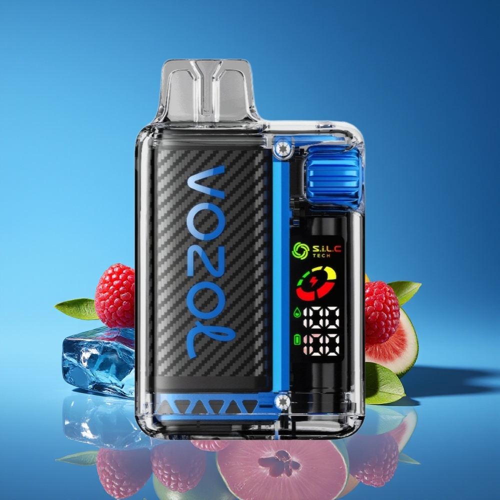 VOZOL Vista 20000 Puffs Rechargeable Disposable Vape Blue Razz Ice with OLED Screen  Dual Mesh Coil
