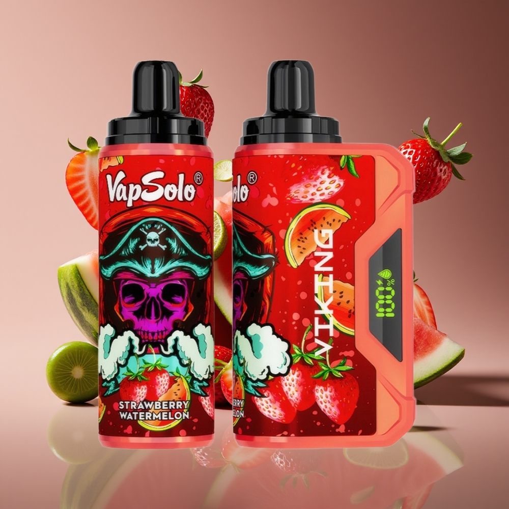VapSolo VIKING 12000 Puffs 22ml Strawberry Watermelon Disposable Vape with Type-C  LED Display