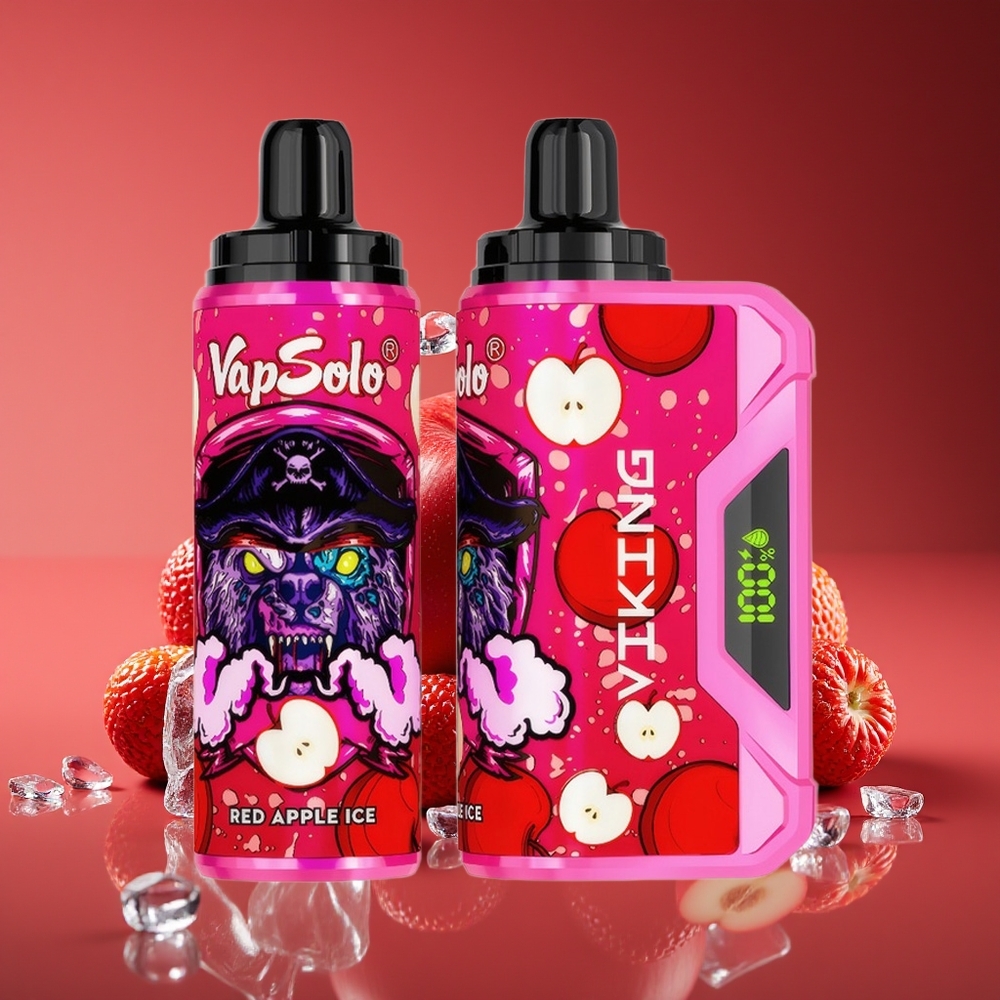 VapSolo VIKING 12000 Puffs 22ml Type-C LED Red Apple Ice Disposable Vape
