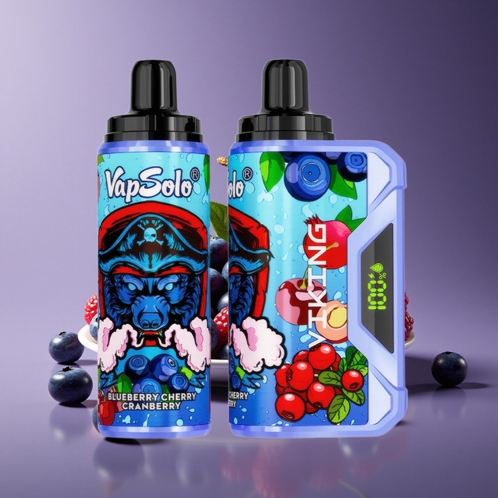 VapSolo VIKING 12000 Puffs 22ml Type-C Led Display Disposable Vape Blueberry Cherry Cranberry