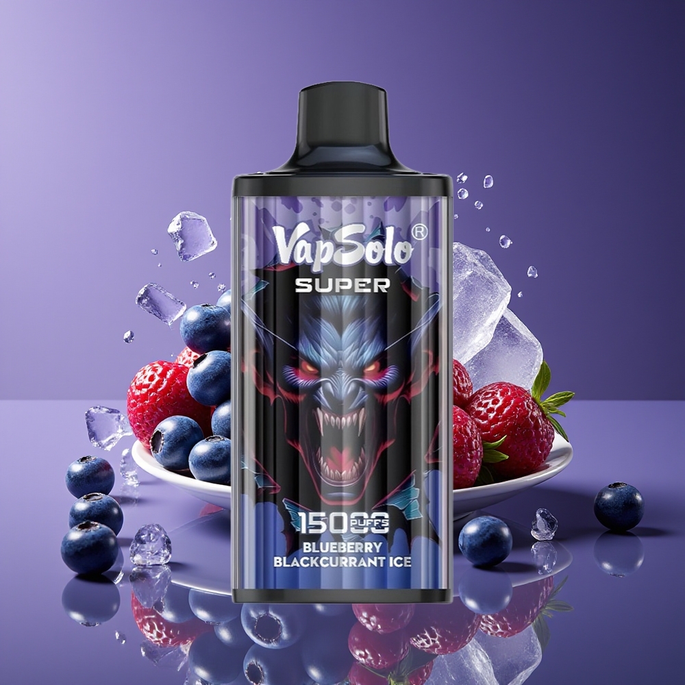 Vapsolo Super 15000 Puffs 40ml 850mAh Mesh Type-C Disposable Vape Blueberry Blackcurrant Ice