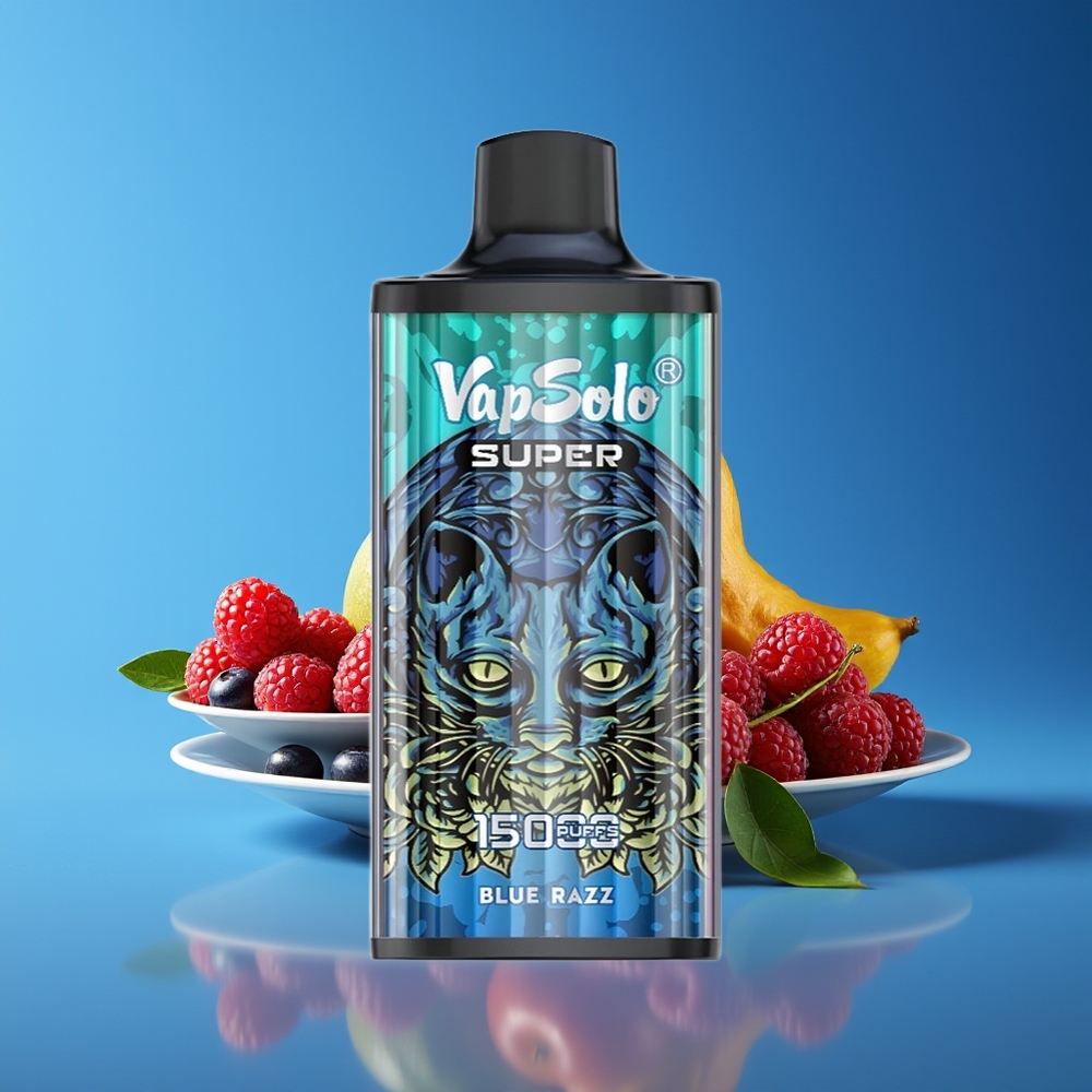 Vapsolo Super 15000 Puffs 40ml Blue Razz 850mAh Mesh Disposable Vape