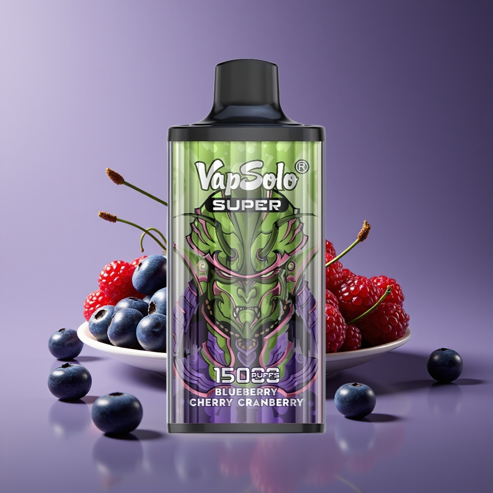 Vapsolo Super 15000 Puffs 40ml Mesh 850mAh Type-C Disposable Vape Blueberry Cherry Cranberry
