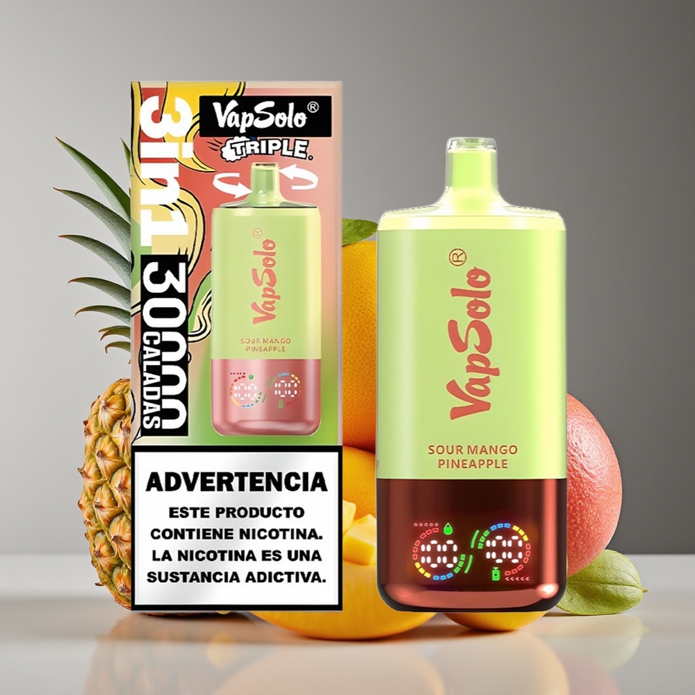 Vapsolo Triple 30000 Puffs 40ml 3-Tank Type-C Sour Mango Pineapple Disposable Vape