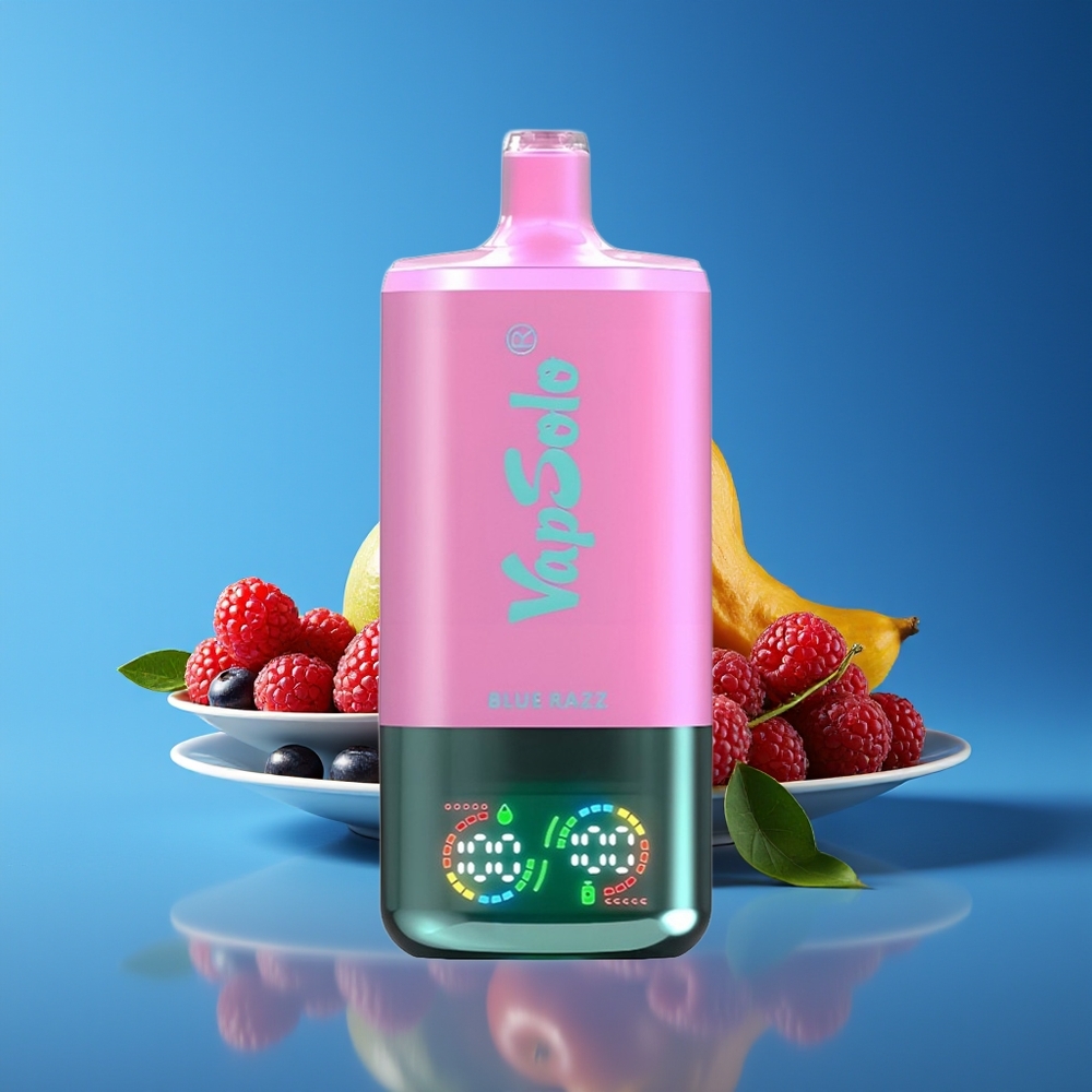 Vapsolo Triple 30000 Puffs 40ml Type-C 3-Tank Disposable Vape Blue Razz