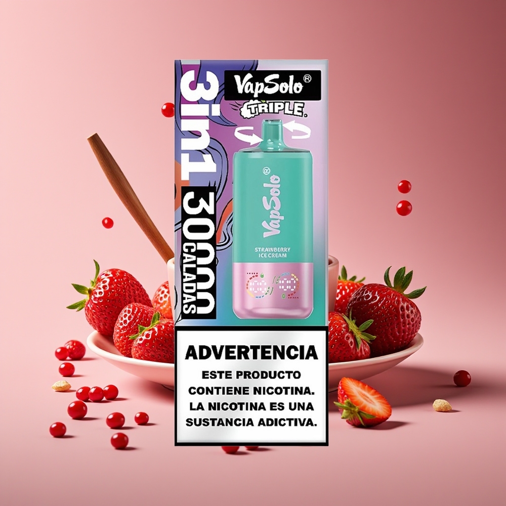 Vapsolo Triple 30000 Puffs 40ml Type-C Disposable Vape Strawberry Ice Cream