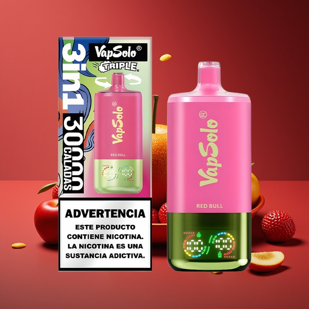 Vapsolo Triple 30000 Puffs Disposable Vape Red Bull Type-C 40ml 3 Oil Tanks