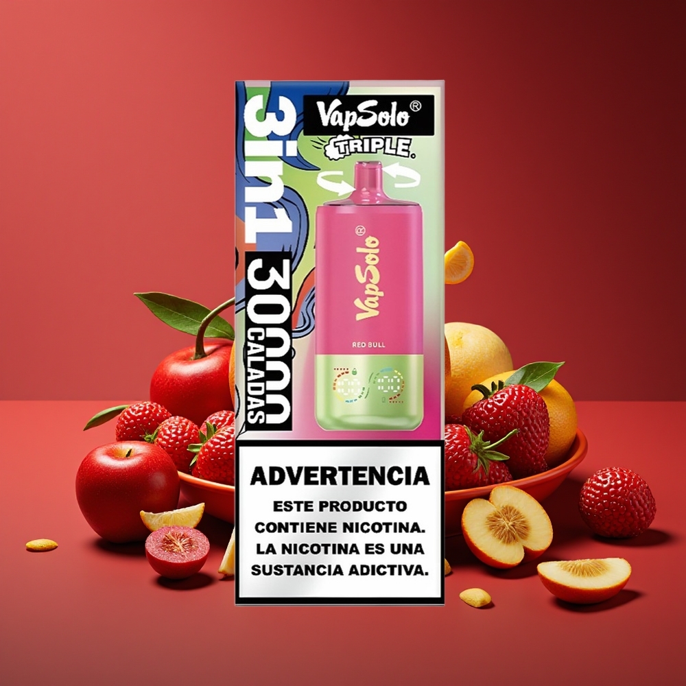 Vapsolo Triple 30000 Puffs Disposable Vape Red Bull Type-C 40ml 3 Oil Tanks