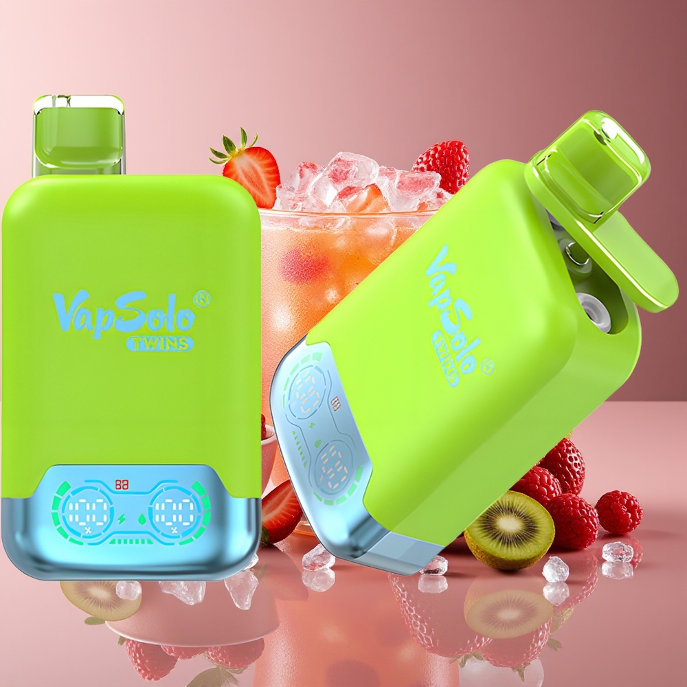 Vapsolo Twins 20000 Puffs 40ml Dual Tank Type-C Disposable Vape Strawberry Kiwi  Raspberry Cherry Ice