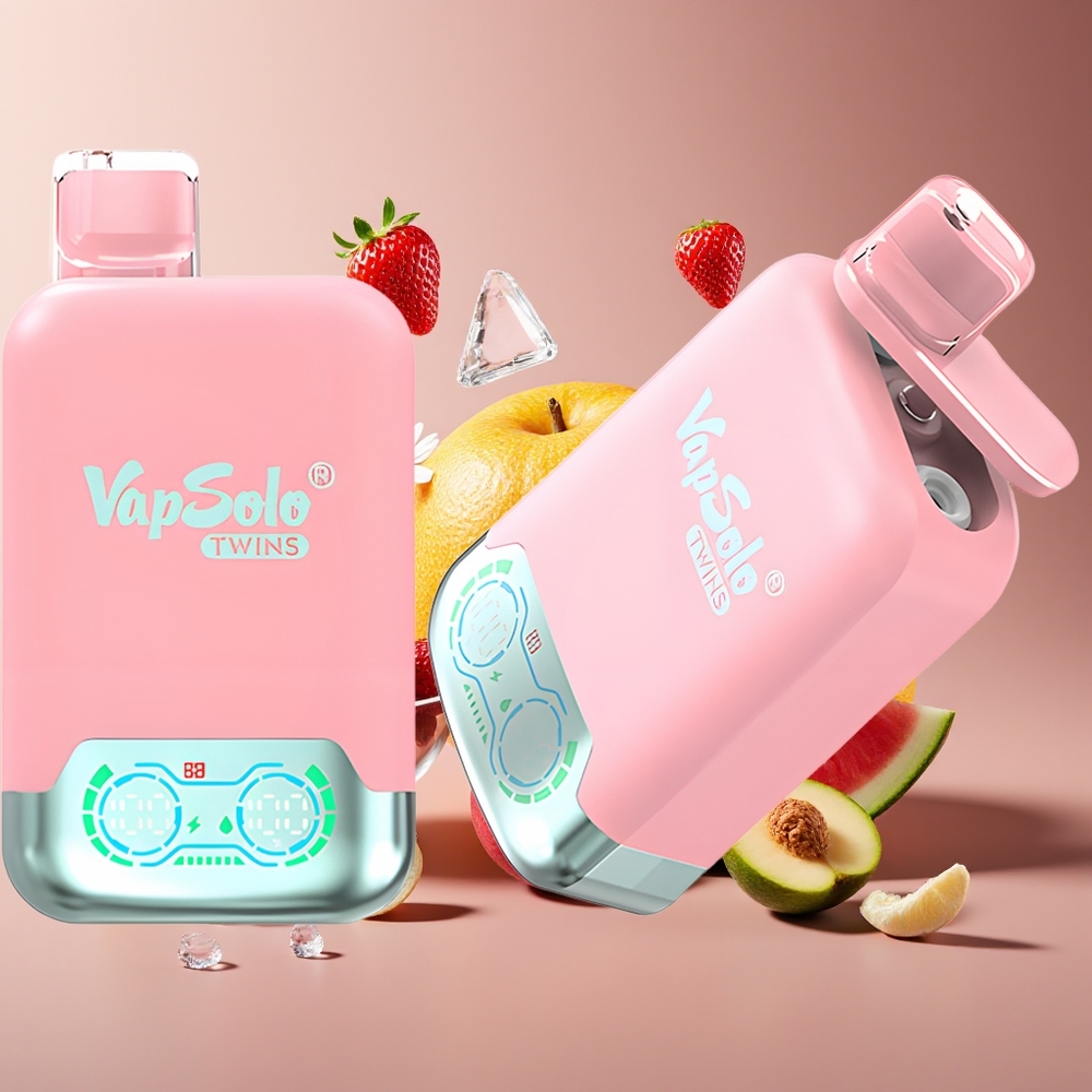 Vapsolo Twins 20000 Puffs 40ml Dual Tank Type-C Strawberry Ice  Mango Peach Watermelon
