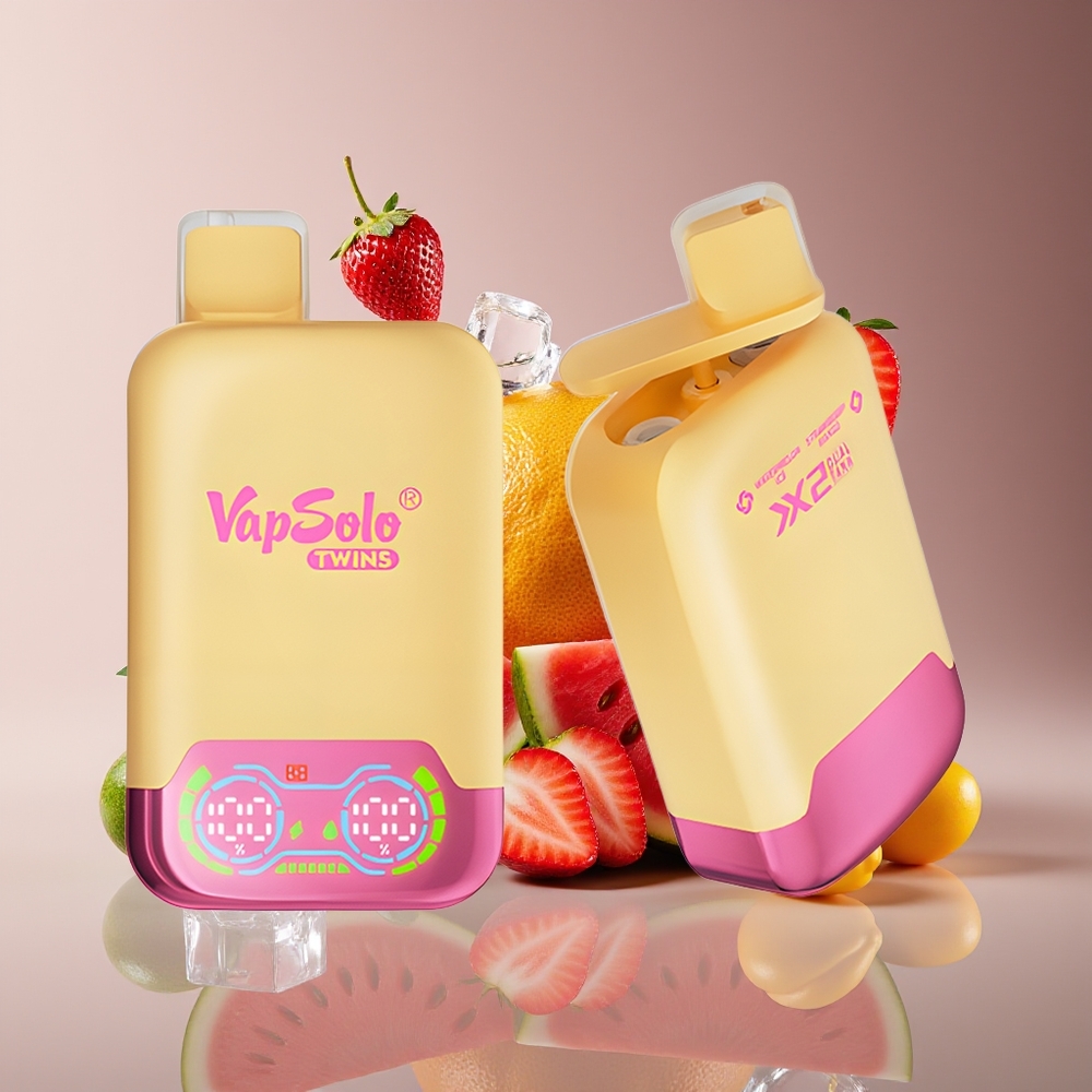 Vapsolo Twins 20000 Puffs Dual Tank Disposable Vape Watermelon Ice  Strawberry Mango Type-C