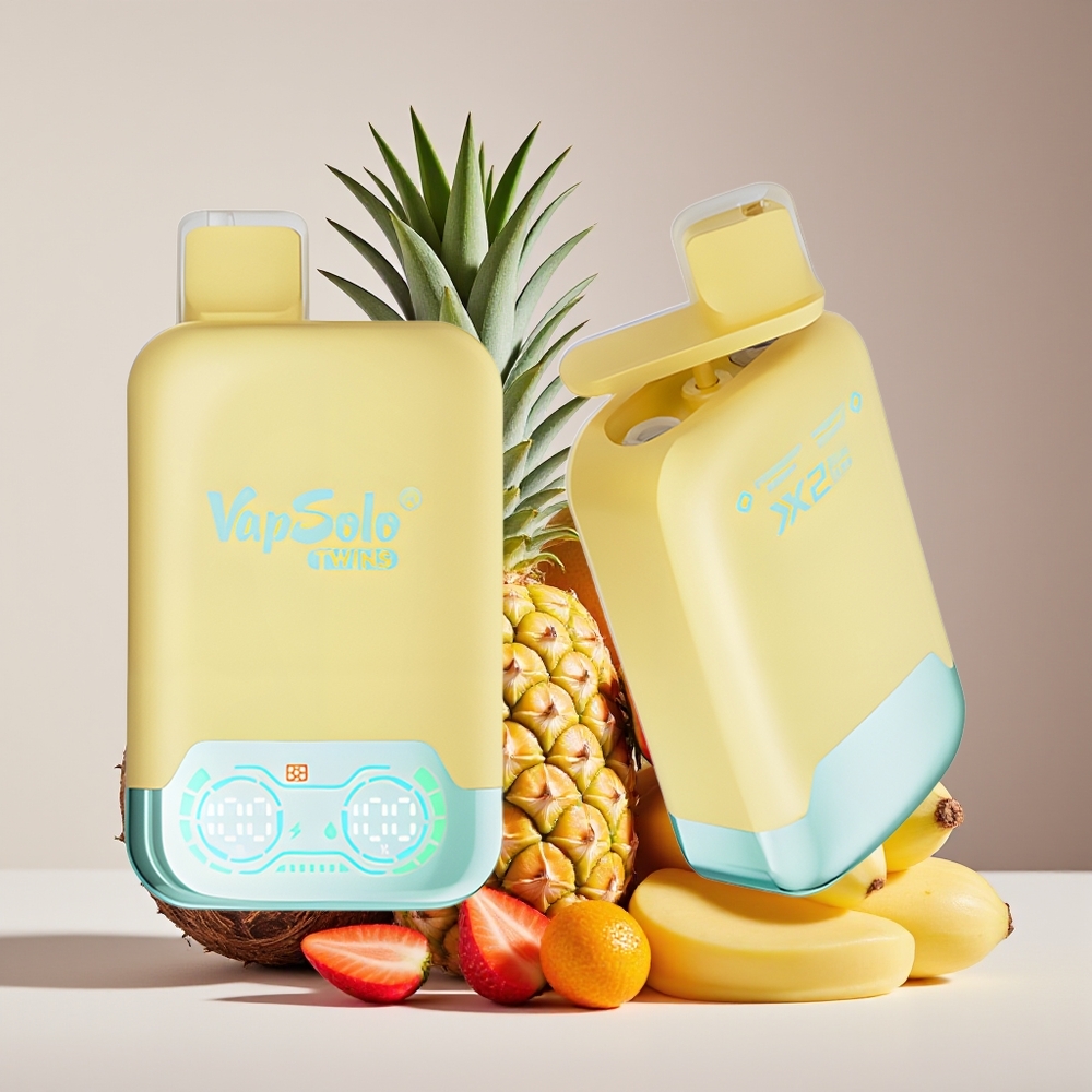 Vapsolo Twins 20000 Puffs Dual Tank Type-C Disposable Vape Pineapple Coconut  Strawberry Banana