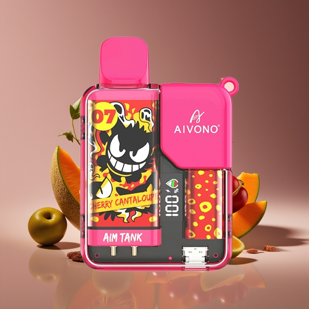 Aivono Aim Tank 9500 Puffs 18mL 650mAh LCD Cherry Cantaloupe Disposable Vape