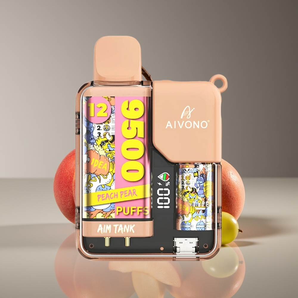 Aivono Aim Tank 9500 Puffs 18mL 650mAh LCD Peach Pear Disposable Vape