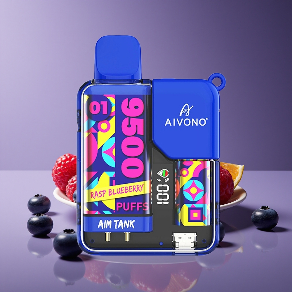 Aivono Aim Tank 9500 Puffs 18mL 650mAh LCD Rasp Blueberry Disposable Vape