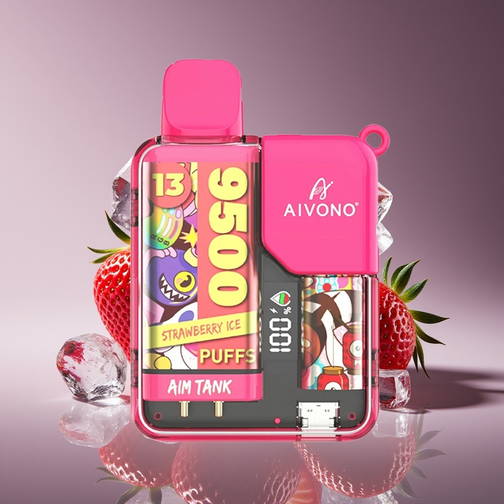 Aivono Aim Tank 9500 Puffs 18mL 650mAh LCD Strawberry Ice Disposable Vape