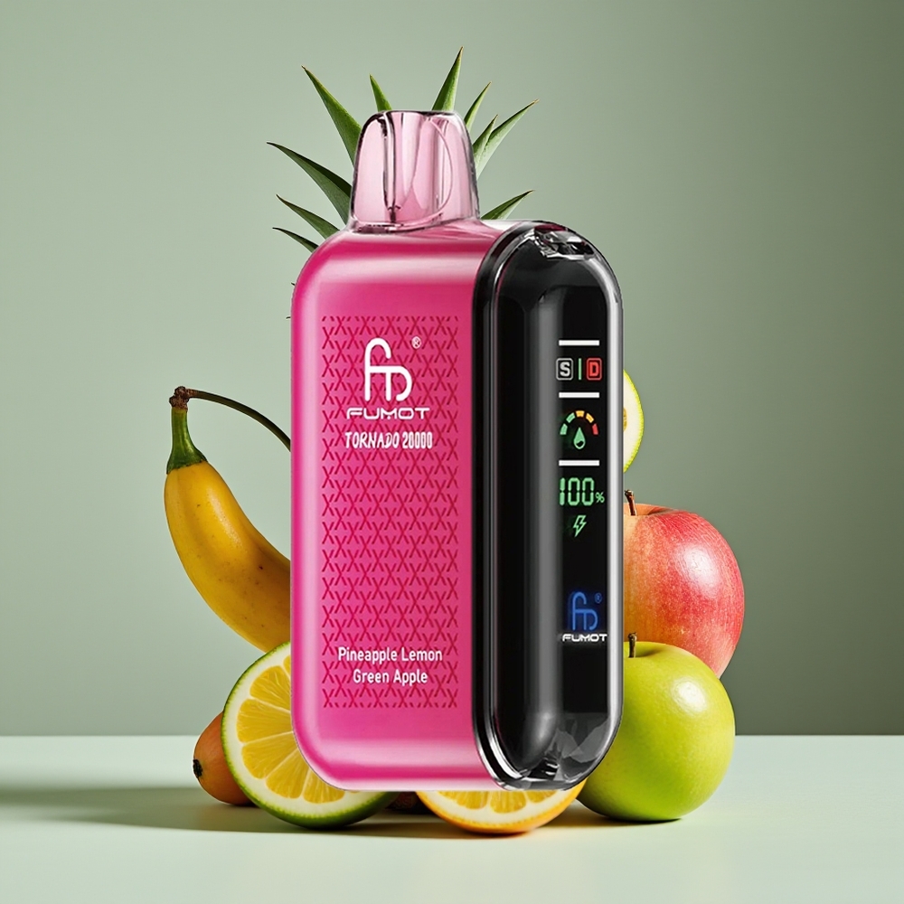 Fumot Tornado 20000 Puffs Dual Mesh 20ml Rechargeable Pineapple Lemon Green Apple