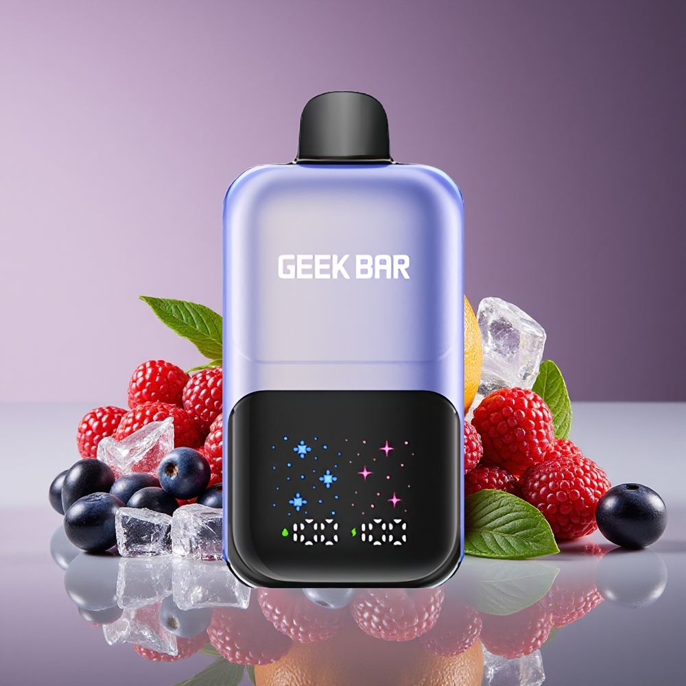 GEEK BAR 2GO 20ml 50000 Puffs Interactive Screen Dual Tank Rechargeable Mixed Berries Ice Disposable Vape Pen