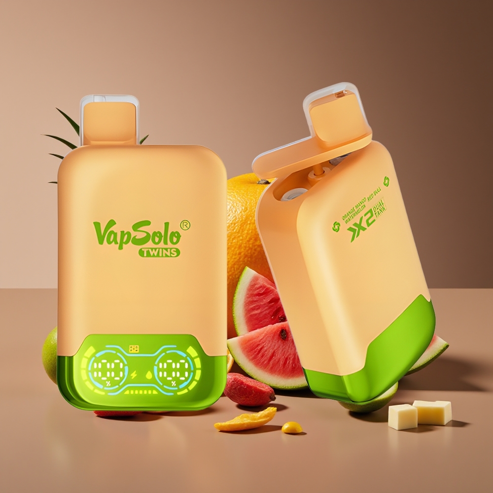 Vapsolo Twins 20000 Puffs 40ml Dual Tank Orange Mango Watermelon & Red Bull Type-C